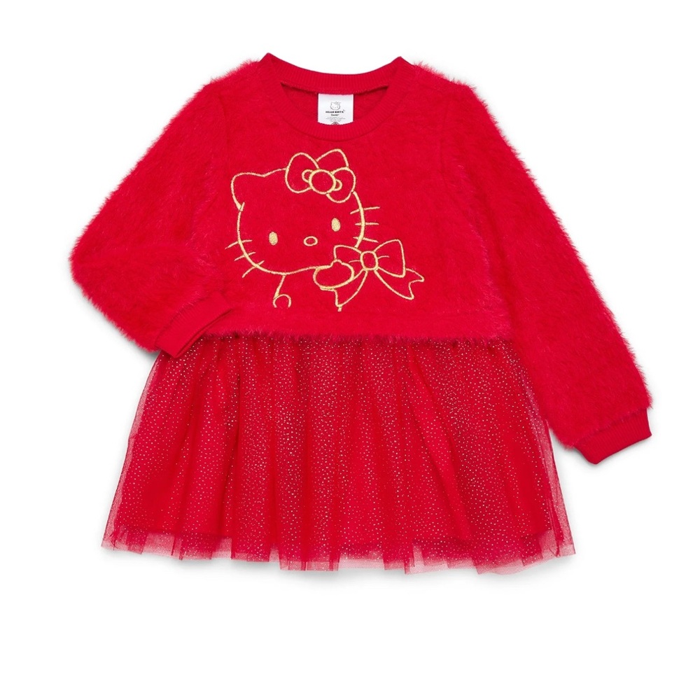 Hello Kitty Red and Gold Floral Dress